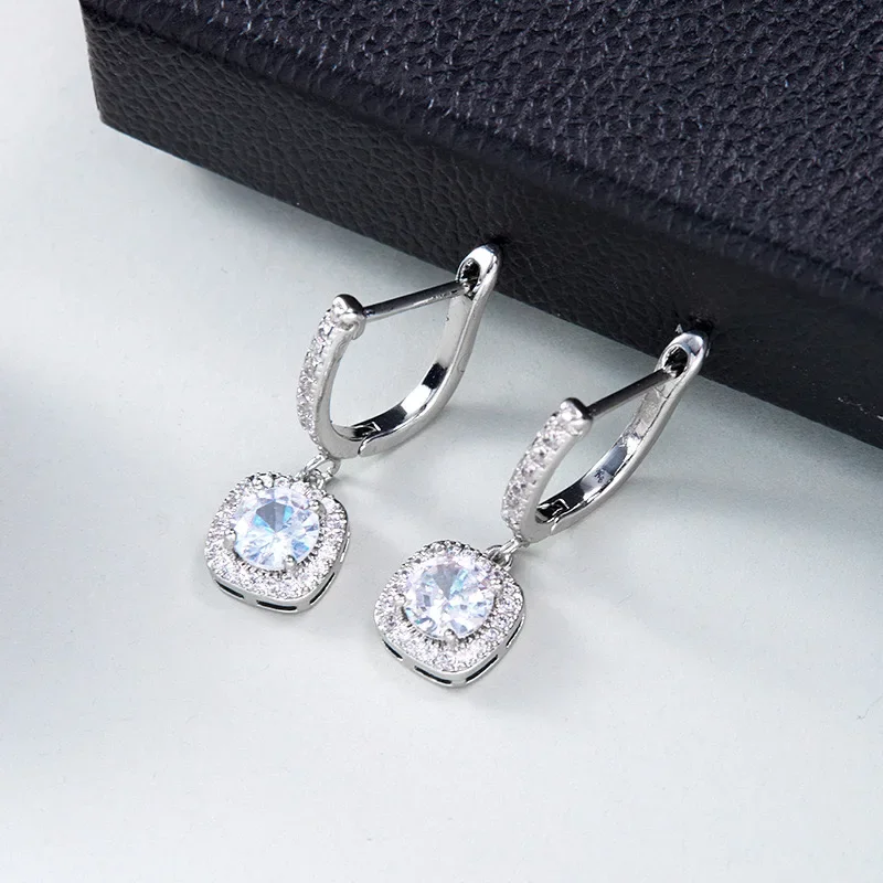 925 Sterling Silver Eternity Earrings, Sparkling Cubic Zirconia, Elegant, Women\'s Accessories, Classic Jewelry