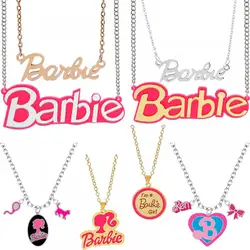 Fashion Barbie Necklace Kawaii Y2K All-Match Cute Woman English Letter Pendant Anime Girly Heart Sweet Jewelry Accessories Gifts