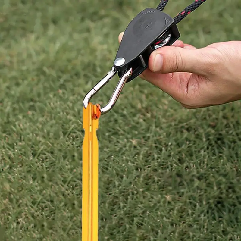 

Metal Tent Pegs 7 Inches Metal Tent Pegs Ground Stakes Unbreakable Stable Aluminum Ground Pegs With Pull Ropes For Garden