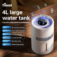 TINSOL 4L Mist-Free Humidifier Air Purifier HEPA Negative Ion Large Room Odor Removal Air Cleaner Bedroom Aroma Diffuser