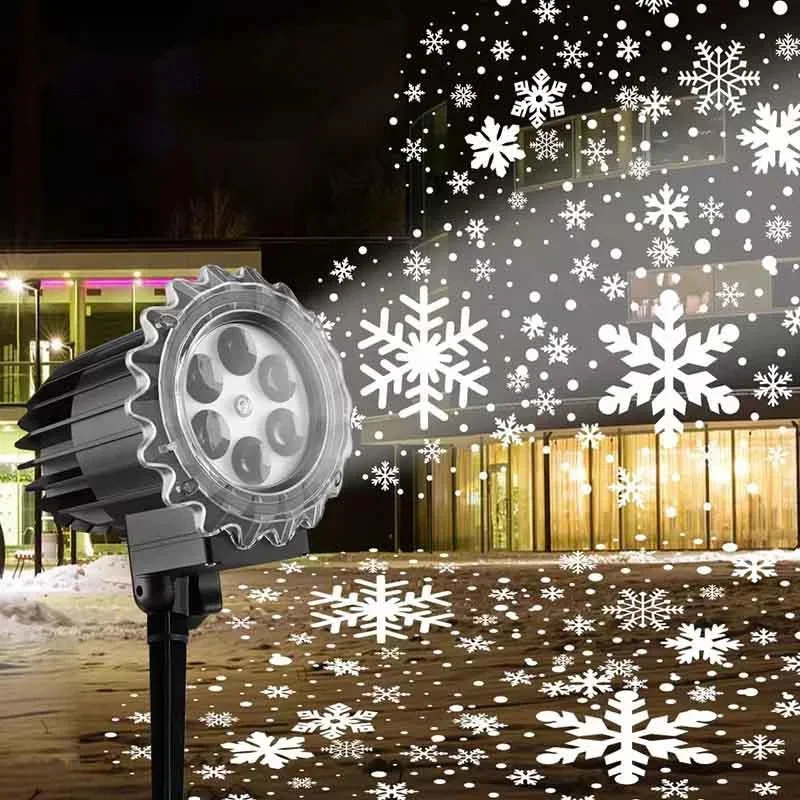 Christmas Snowflake Led Lamp With Remote Control Outdoor Lawn Garden Christmas Stage Decoration Projection Pattern Xmas Lamp New