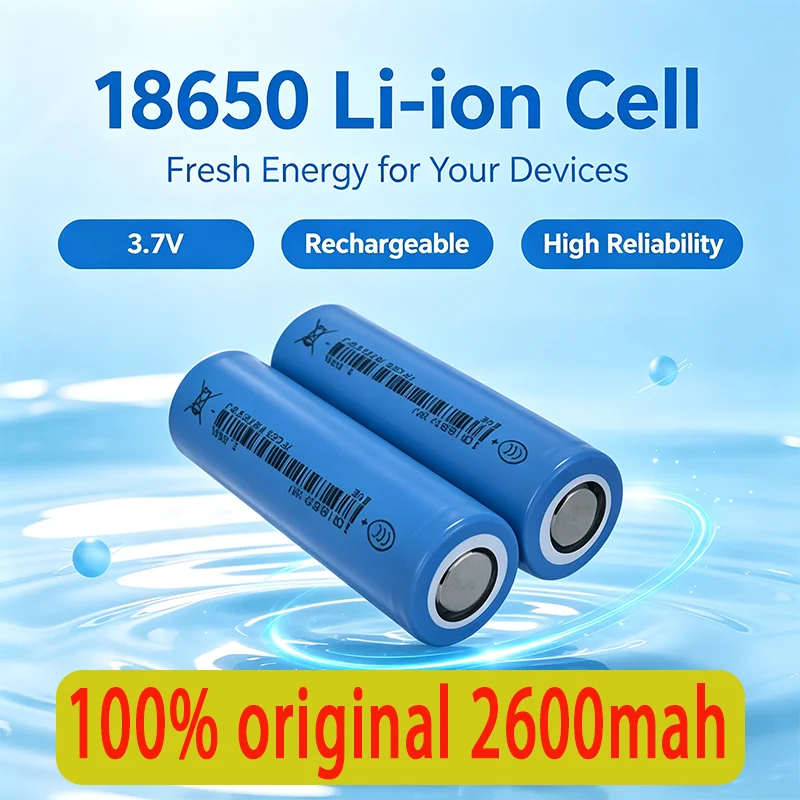 18650 lithium battery 2600mAh  A-grade cylindrical lithium-ion battery Type-C intelligent charger flashlight DIY battery pack