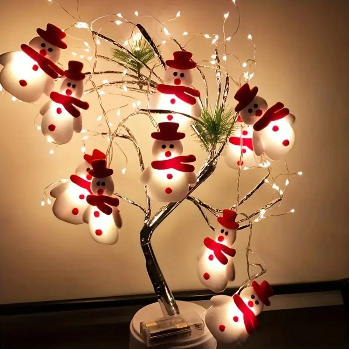 1pc 10/20 LED Plush Snowman String Lights Small Puppet Christmas Atmosphere Decorative Fairy Lights Perfect Xmas Gifts