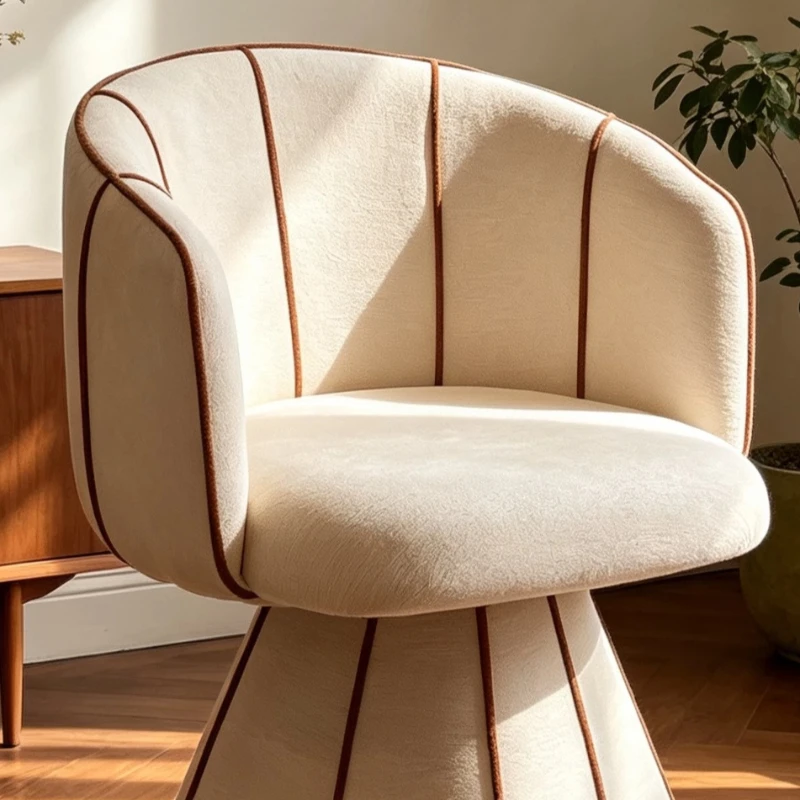 Taburete de tocador de lujo giratorio para niñas, taburete de tocador moderno beige, diseño de belleza, muebles para dormitorio