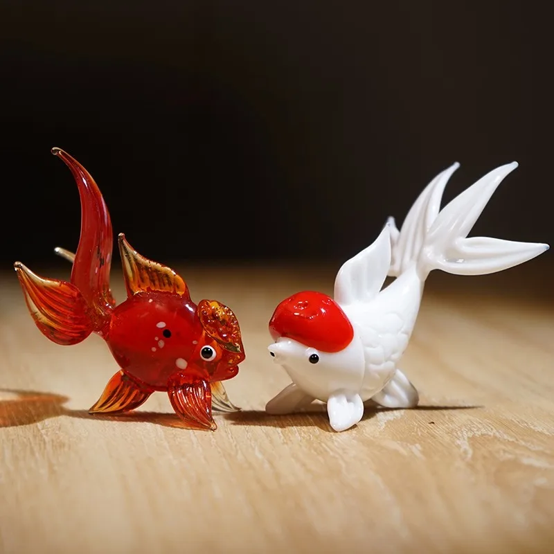 تماثيل زجاجية منفوخة يدويًا على شكل سمكة ذهبية مصنوعة يدويًا، وحدة تحكم تلفزيون للكمبيوتر المكتبي، ديكور فريد لغرفة المعيشة #1