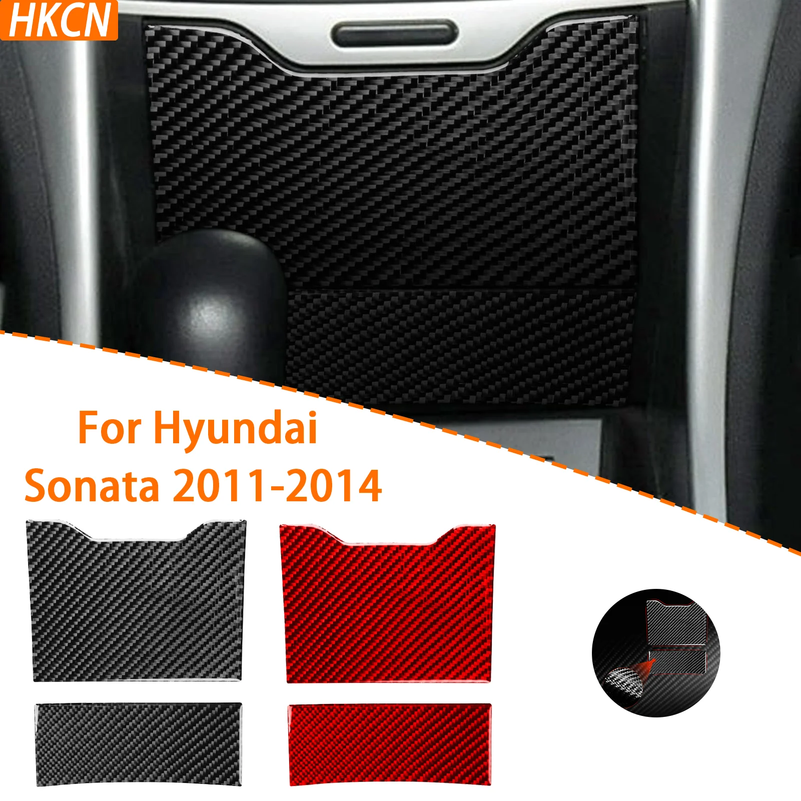 Car Center Console Storage Box Decor Panel Trim Carbon Fiber Sticker For Hyundai Sonata 2011-2014 Interior Modification Parts