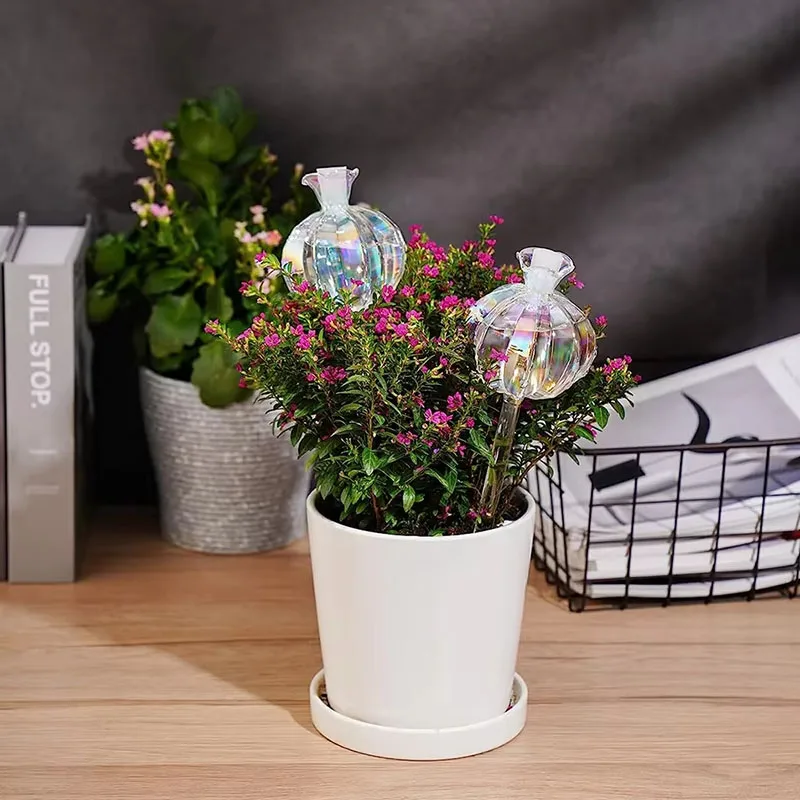 1/2PCS Pomegranate Flower Watering Machine Glass Creative Modeling Watering Machine Pot Lazy Watering Machine