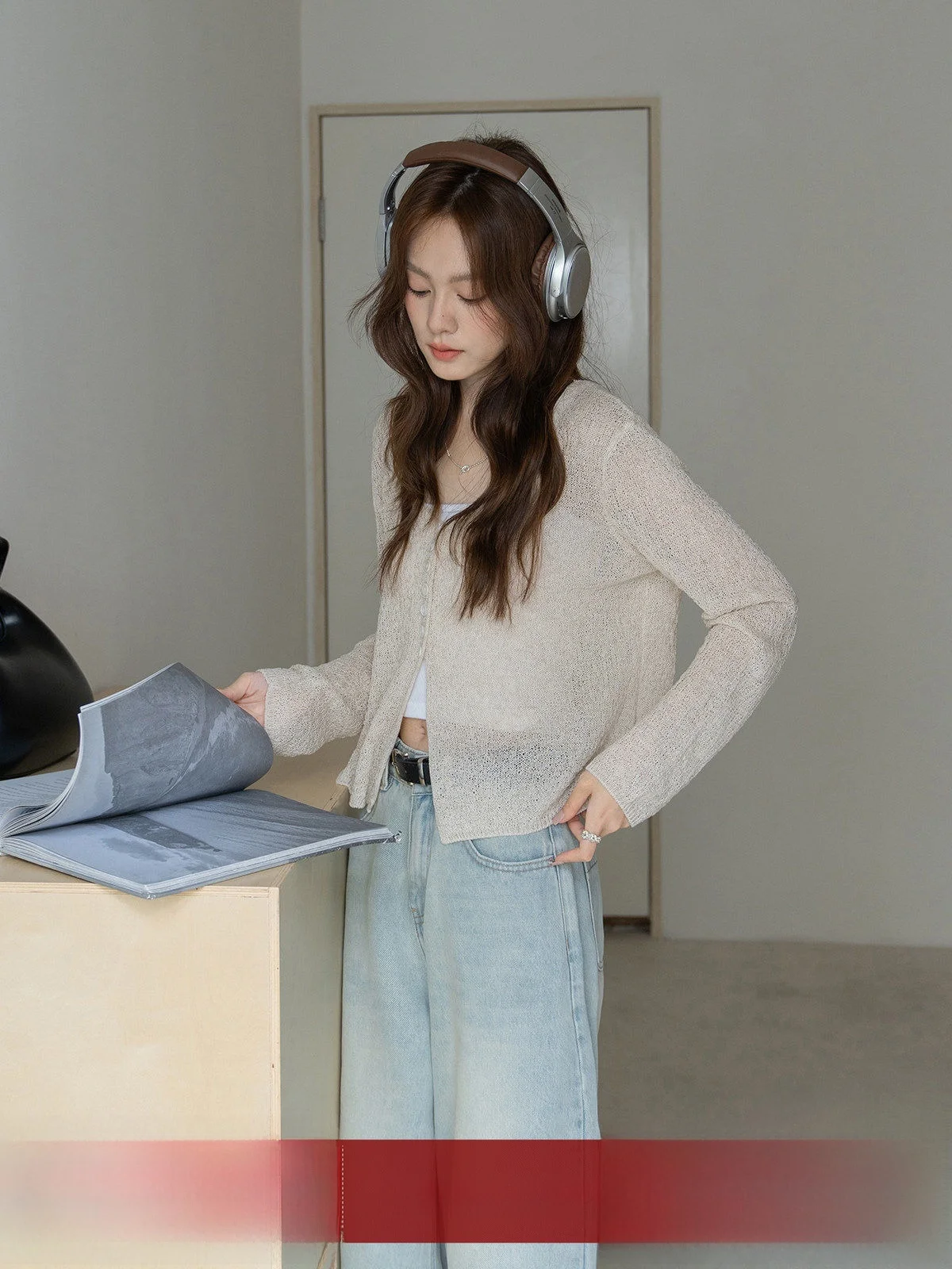 

MoZao Loose Knitted Long Sve Open Cardigan Women's Faion Outerwear Autumn Season Small Size Top Layer Color Commut...