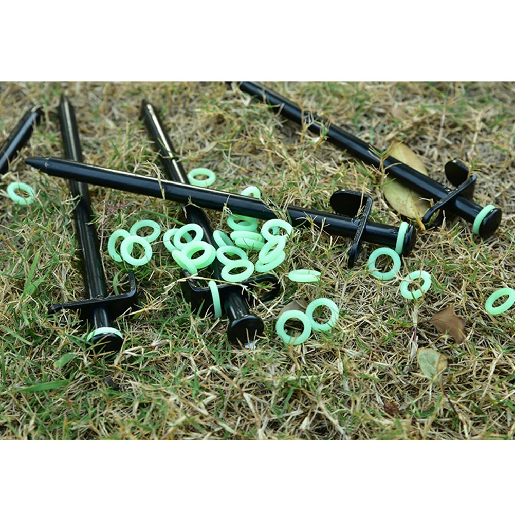 

40 PCS Camping Accessories Silicone Ring Night Vision Tent Pegs Nail Green