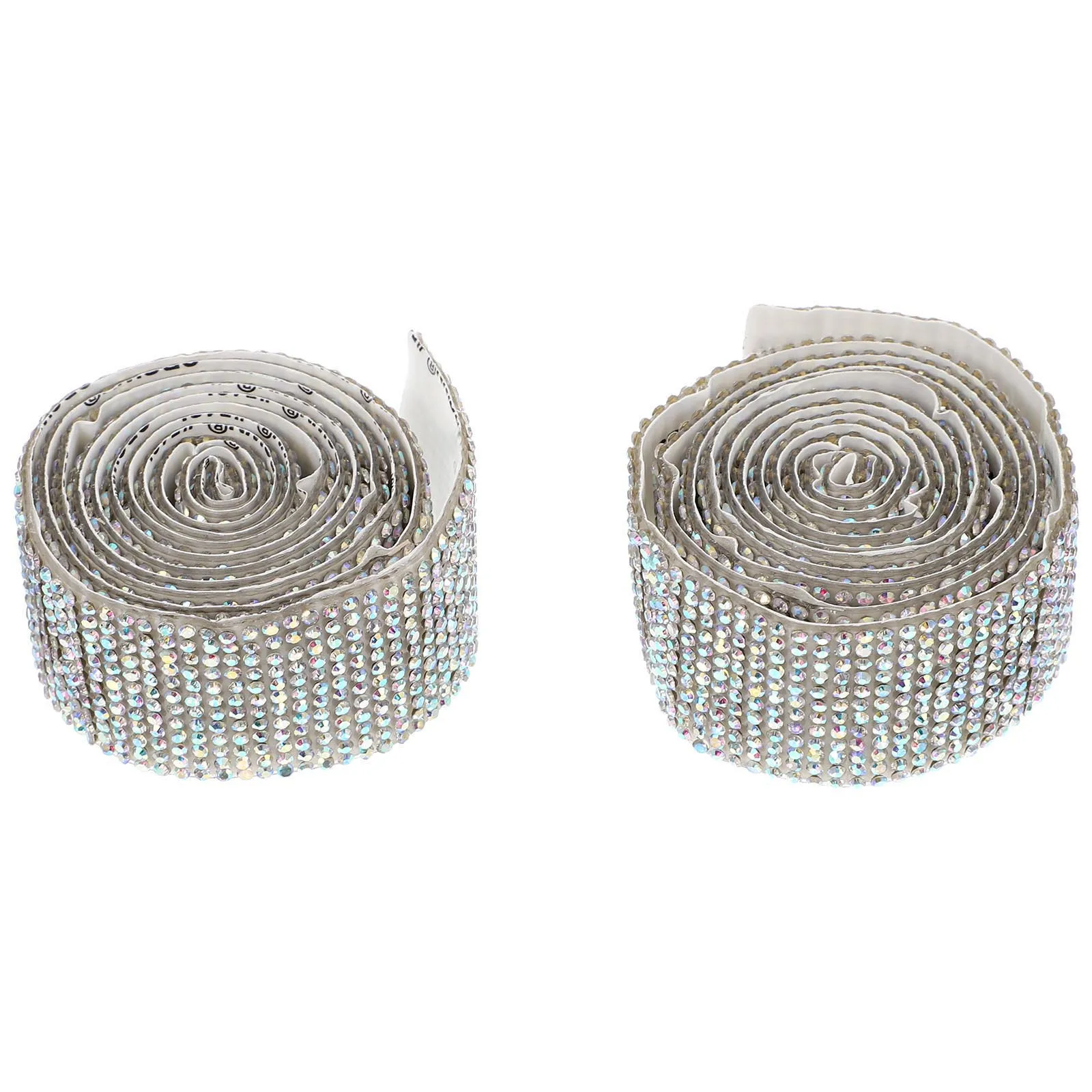 

2 Rolls Diamond Trimming Ribbon Strong Adhesive Crystal Mesh Banding Belts for Phone Sewing Accessories Sparkling DIY Decoration