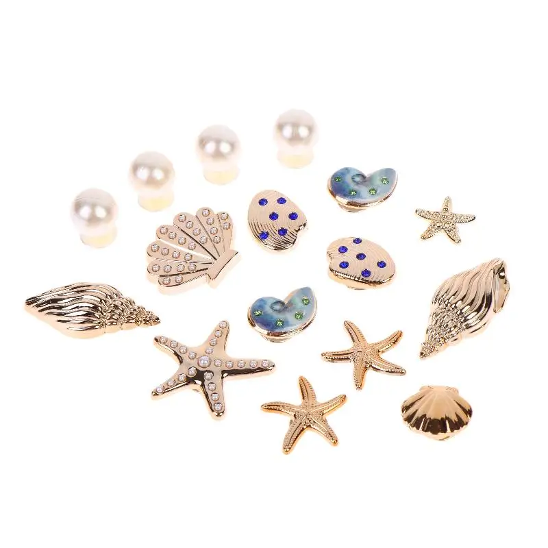 16 Stück/Set DIY Seestern-Schuh-Charms, glitzernde Muschel-Schuh-Schnallen-Dekorationen, abnehmbare Muschel-Schuhclips, Accessoires – Detail 9