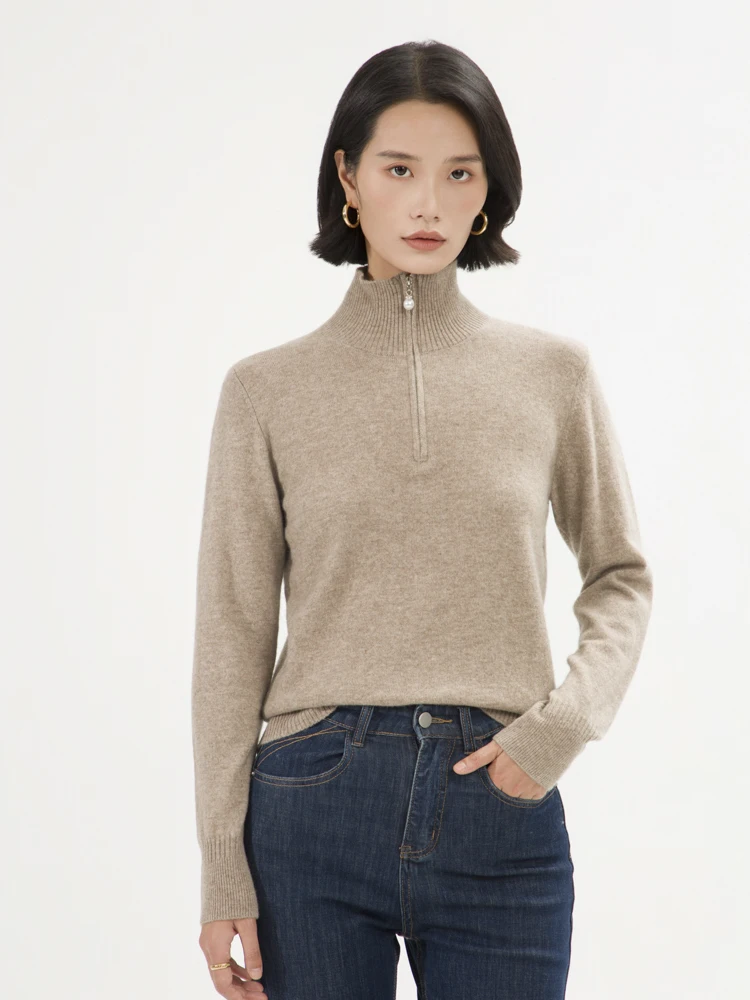 

Осень-зима, повседневный вязаный пуловер из 100% кашемира с воротником-стойкой, теплый мягкий комфортный женский костюм, топы