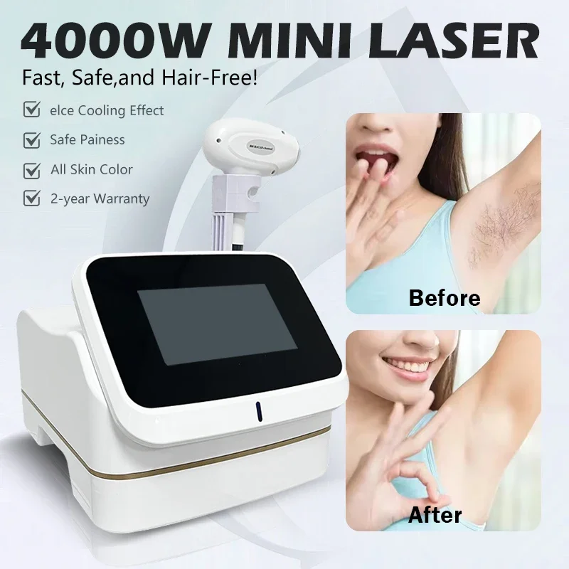 New Upgrade Mini Diode Laser Painless Hair Removal 4000w Machine With Skin Rejuvenation CE Certified‌ External Water Tank