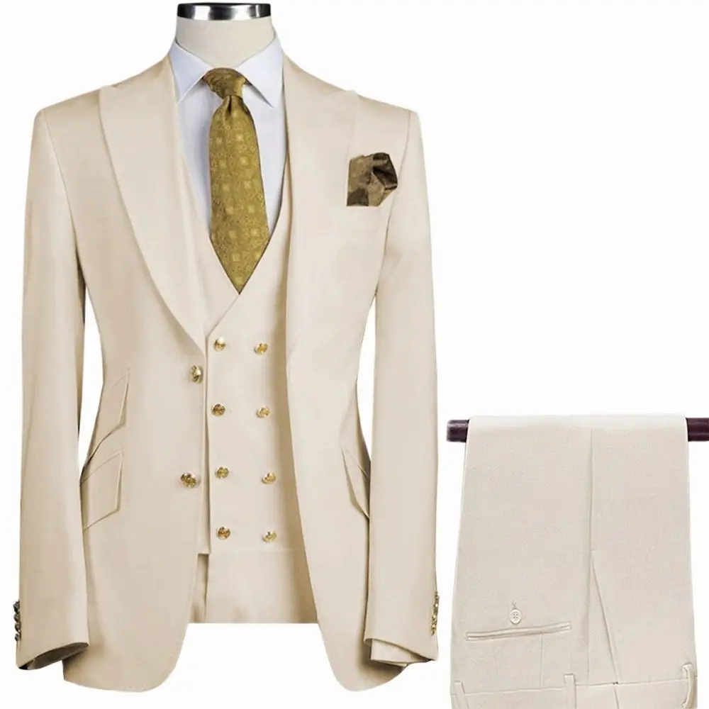 

Men's Business 3-piece Slim Fit Wedding Groom Set Formal Party Fashion Suit (Jacket+Pants+Tank Top)