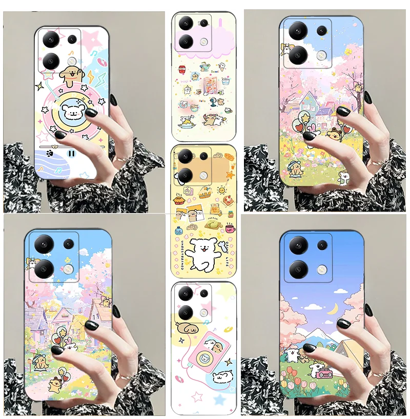 For Xiaomi 55 65 F 6 31 G 50 2 3 4 5 M C POCO 51 NEO X NFC PRO S GT X Cute Music Dog TPU Black Soft Phone Case Anti slip