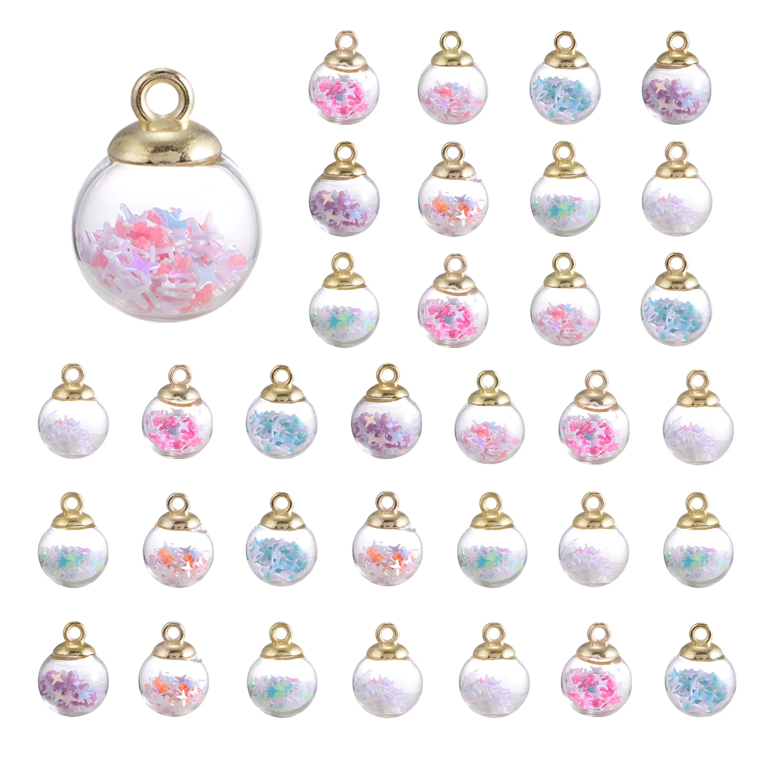 Kawaii Leuchtender Glasanhänger Fünfzackiger Stern Herzförmige Charms DIY Valentinstag Geburtstagsgeschenk Anhänger Zubehör – Detail 9