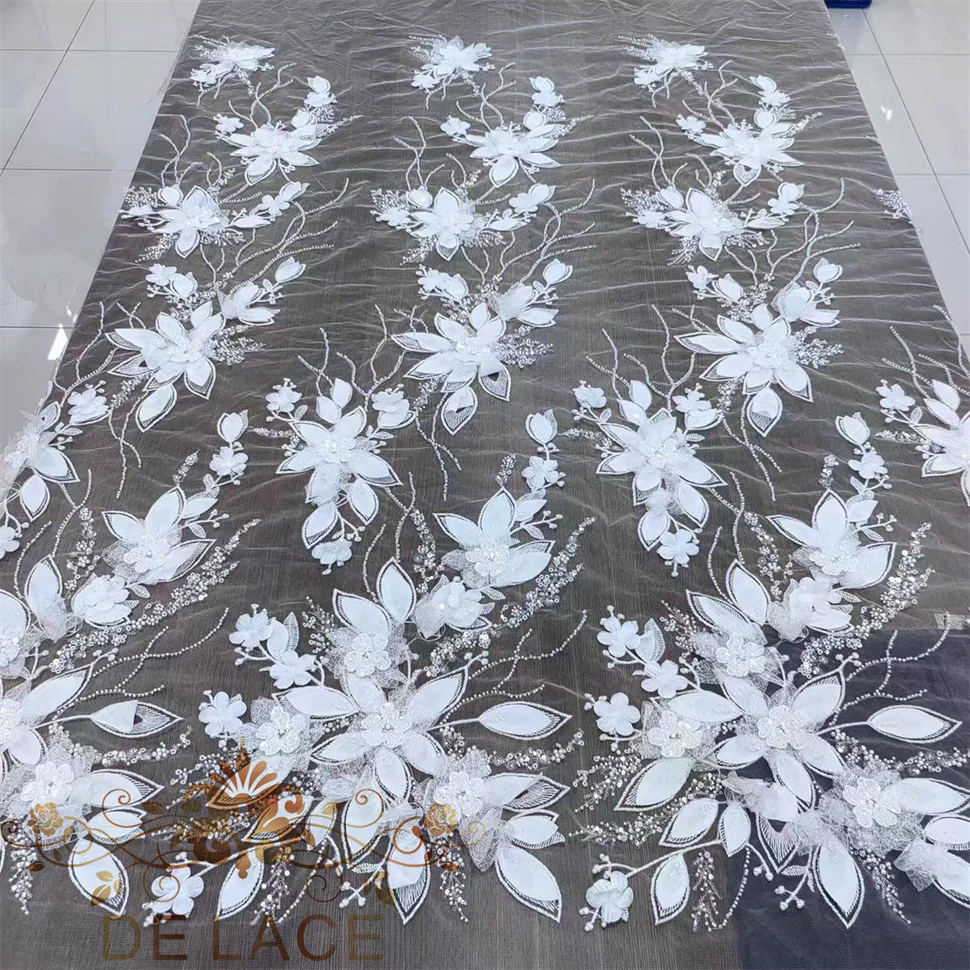 

RX французское 3D цветочное свадебное платье, кружевная тюль, ткань, расшитая бисером, блестками, вышивка, цветок, сетка, Лидер продаж, свадебное платье, кружево