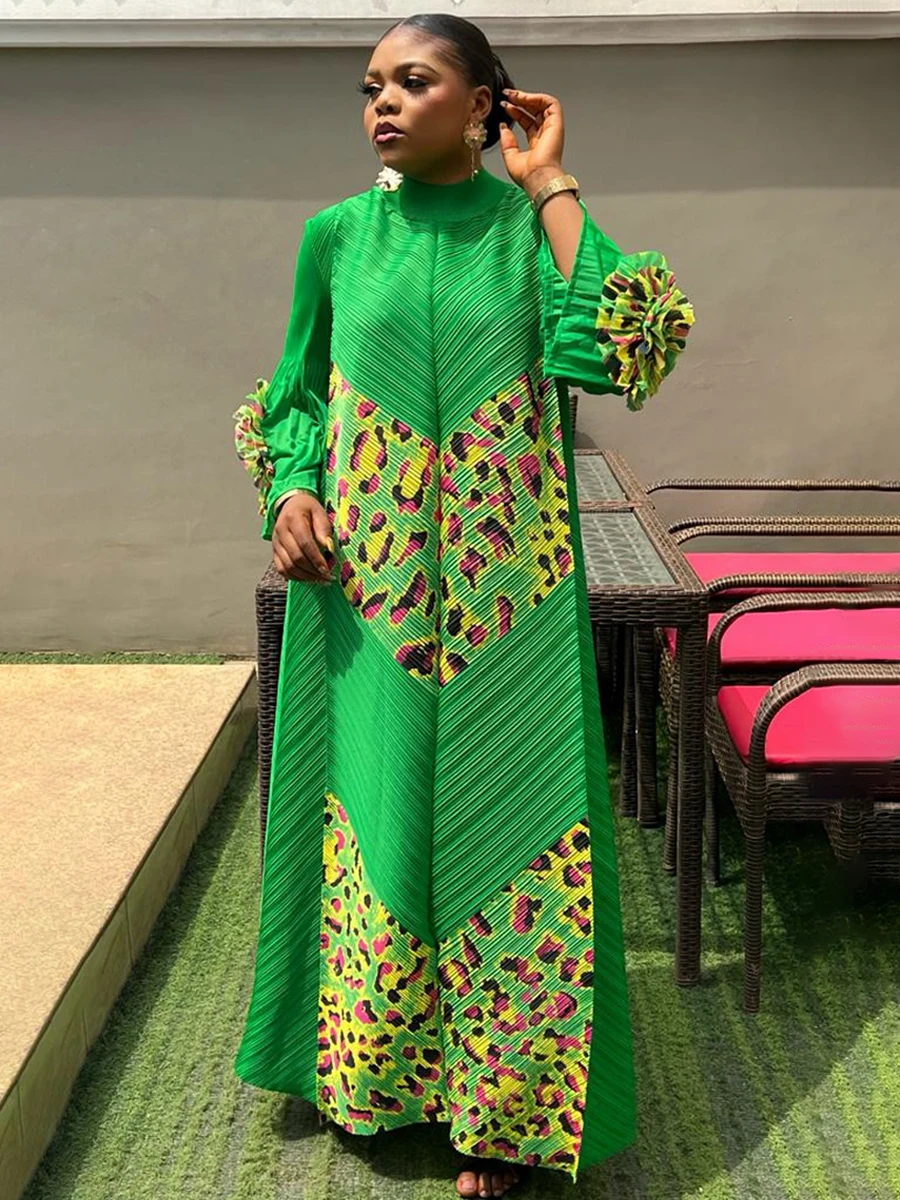 ANLAN-Robe Longue Plissée pour Femme, Vêtement à Manches sulf, Construcemballages à la Main, Imprimé, à la Mode, Nouvelle Collection 2024, 9YK7603
