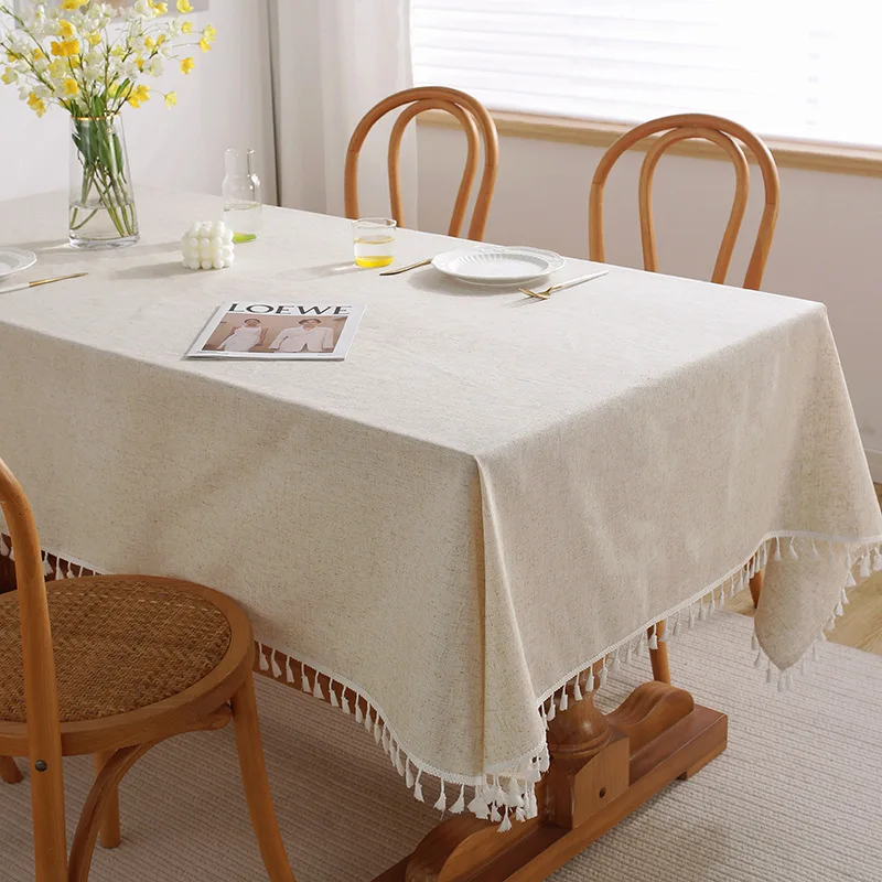 Nordic Cotton Linen Tablecloth Home Hotel Dining Table Decoration Accessories Solid Color Coffee Table Cover Comfort Table Cloth