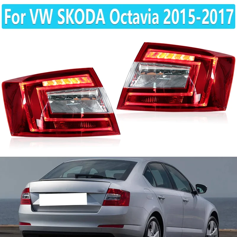 

For VW SKODA Skoda Octavia 2015 2016 2017 LED tail light Assembly Brake warning lamp housing Rear lamp assembly Taillight cover