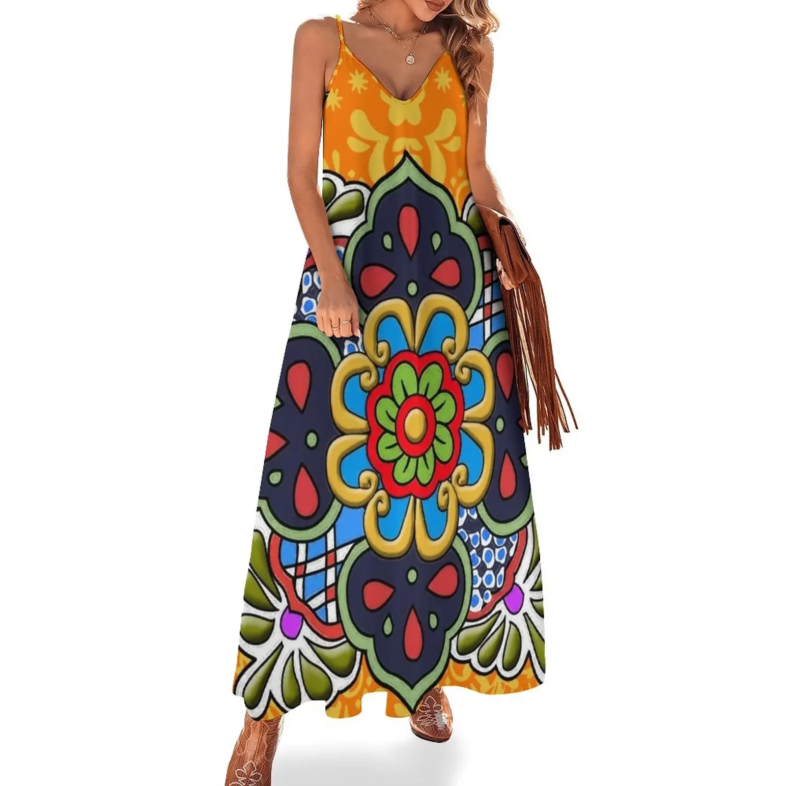 Mexikanische Talavera Blume ärmelloses Kleid Geburtstags kleider für Frauen Damenmode Kleider Sommerkleid ung