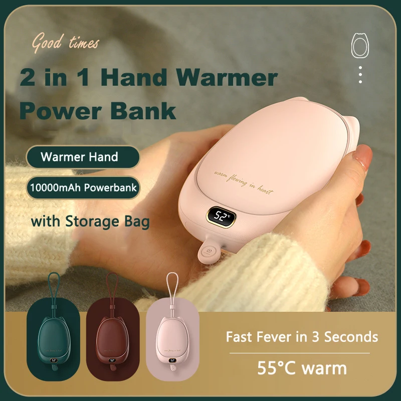 

Hand Warmer Power Bank 10000mAh Portable Charger Fast Charging Powerbank for iPhone 17 16 Samsung Huawei Xiaomi Type C Poverbank