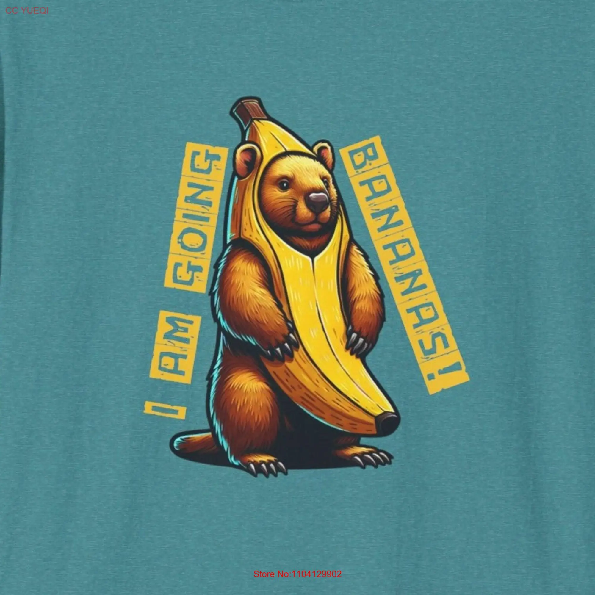 Going Bananas T Shirt Wombat Banana Costume Nuts Crazy Australian Marsupial long or short sleeves