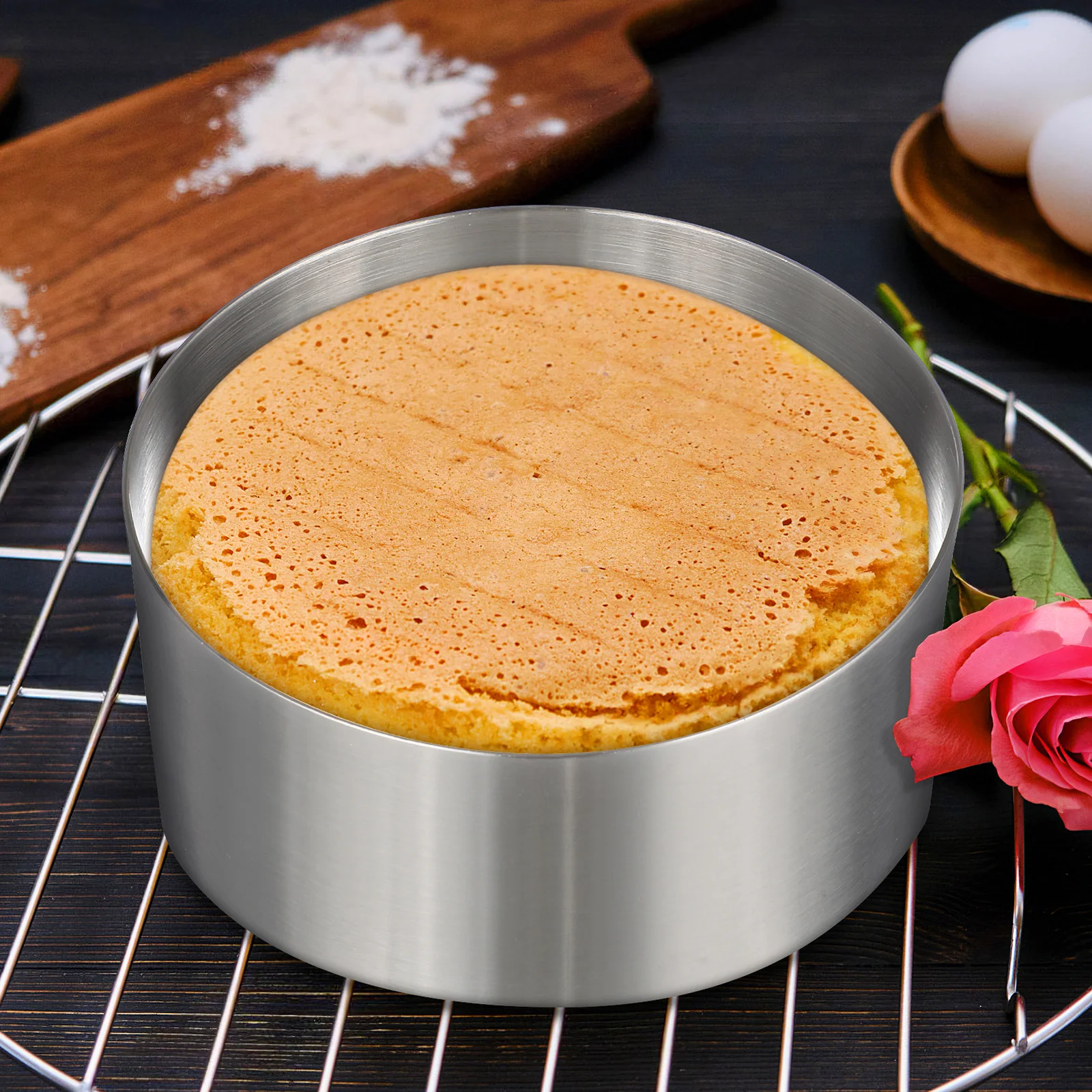 

4Pcs Stainless Steel Cake Molds Round Mousse Cookie Cutters Household Baking Cake Molds Biscuit Baking Tools