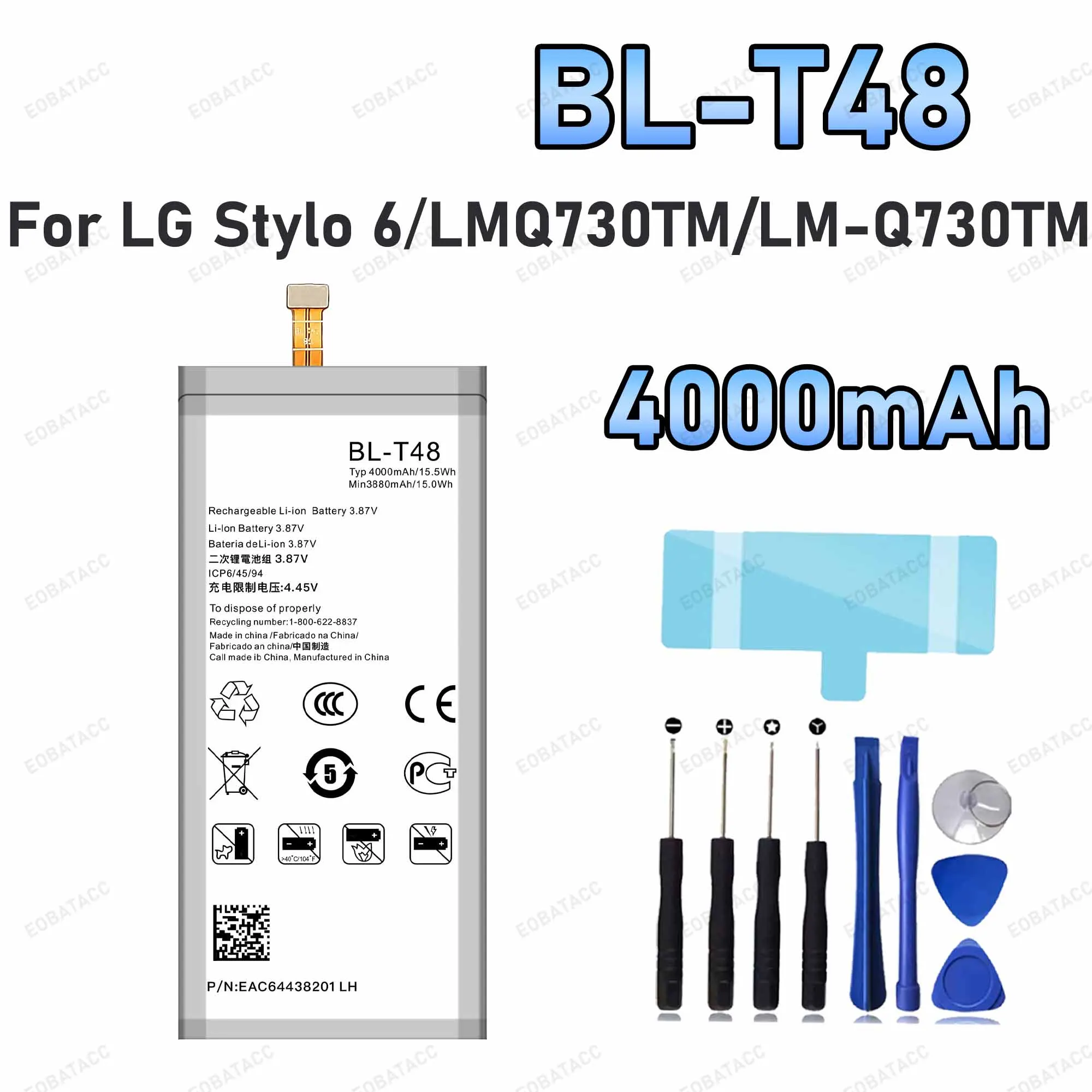 4000mAh BL-T48 Replacement Battery for LG Stylo 6/LMQ730TM/LM-Q730TM battery Repair Tools Kit