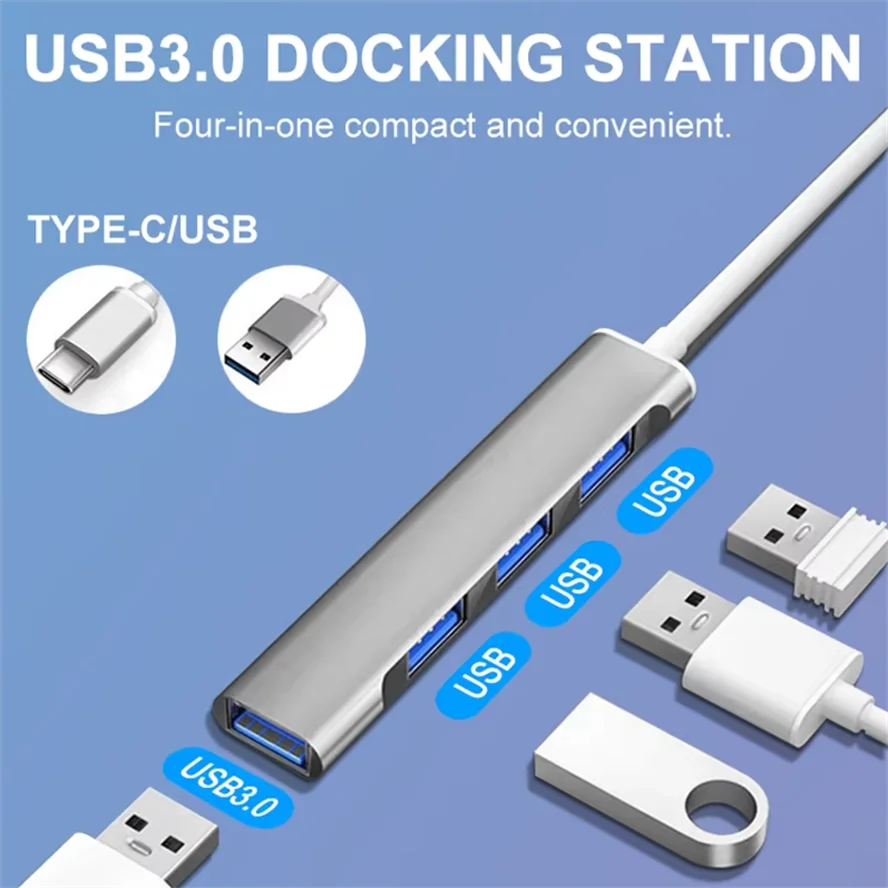 

4 Port Multi Splitter Type C HUB 3.0 USB 3.1 Adapter OTG For Xiaomi Lenovo Macbook 13 15 Air Pro PC Computer Accessories