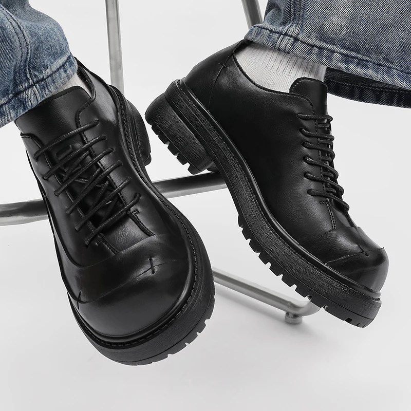 

Men's thick soled leather shoes High quality autumn and winter styles Office Business Party 38-46 Fashion young shoes New