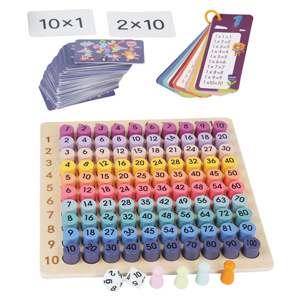 Triple 99 Multiplication Board Preschool Toy Math Flash Cards Wooden Montessori