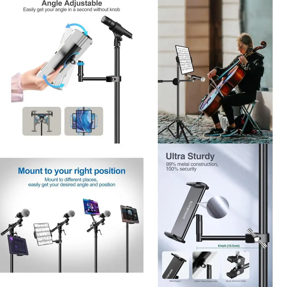 

Универсальный 360° ° Поворотный держатель для iPad/микрофона для устройств 4-13 устройств