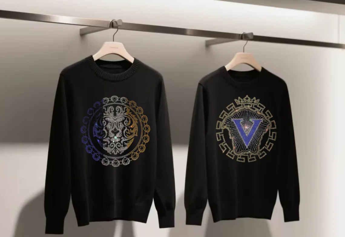 

Men Designer Rhinestone sweater Fashion Clothes Men Hip Hop Men's clothing brand S- 4XL