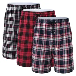 3 pezzi 100% cotone pigiama pantaloni da notte, pantaloncini da notte comodi in vita elastica scozzese da uomo, set di pantaloni per la casa accoglienti e morbidi per Hoom