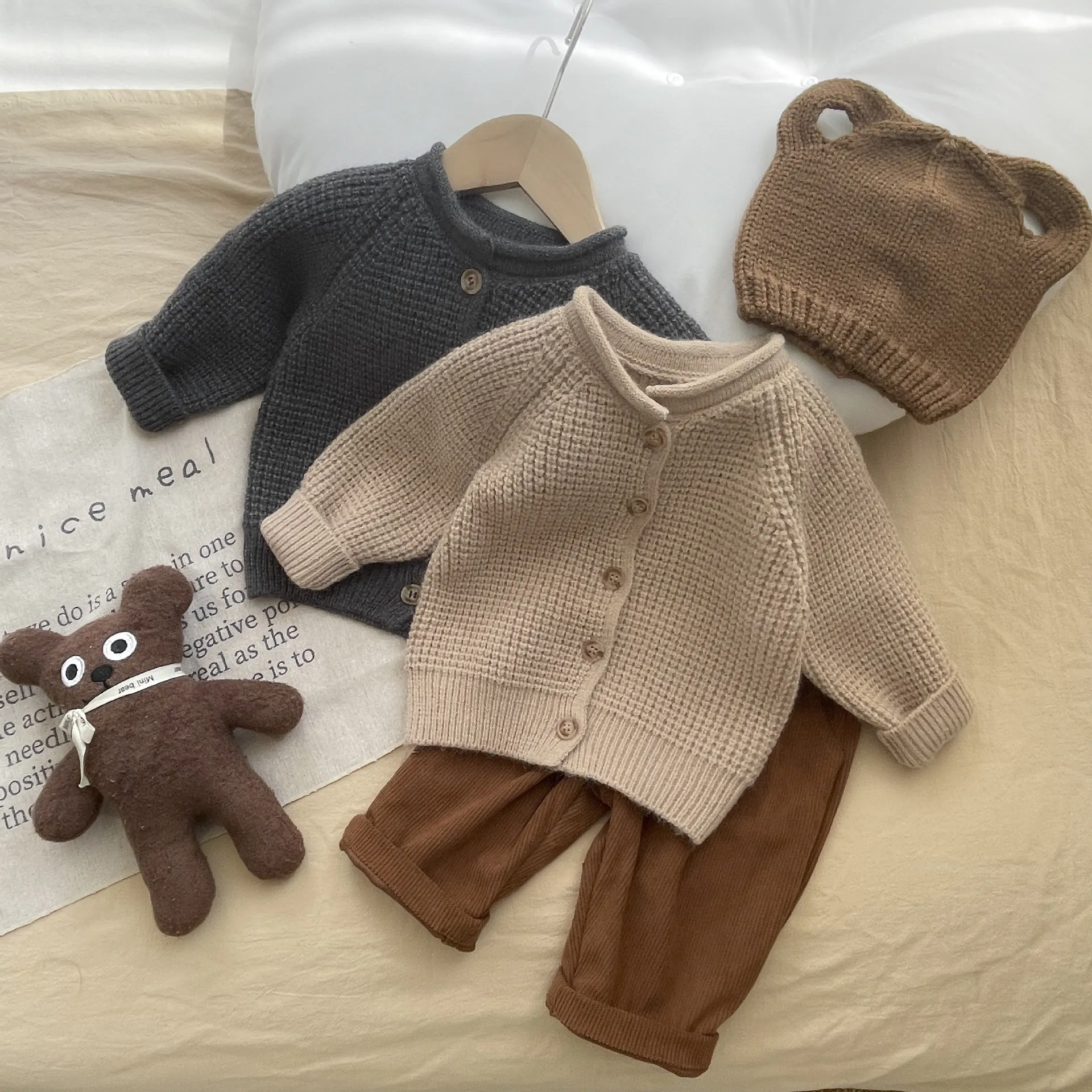 Children Clothes 2024 Autumn New Baby Knit Cardigan Solid Fashion Boys Casual Jacket Cotton Infant Girl Long Sleeve Sweater Coat