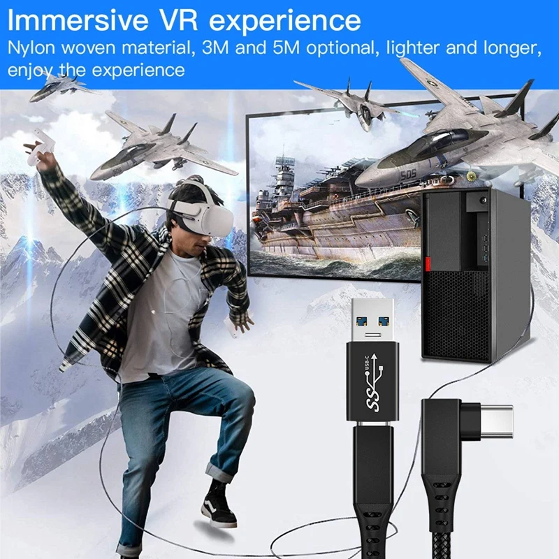 Лидер продаж, зарядный кабель для Oculus Quest 2 Link USB 3.1 Type C, кабель передачи данных в USB Type-C, зарядное устройство 20 В, 3 А