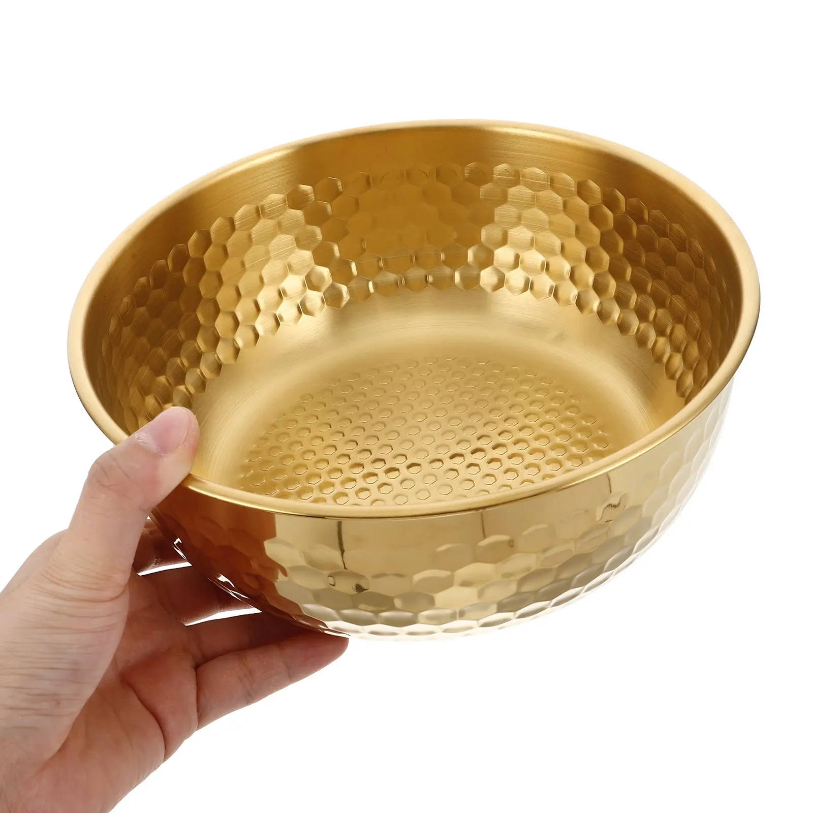 Hammered Salad Stainless Steel Large Capacity Easy Clean Japanese Texture Kitchen Wide Rim Bowls Decorative Bowls