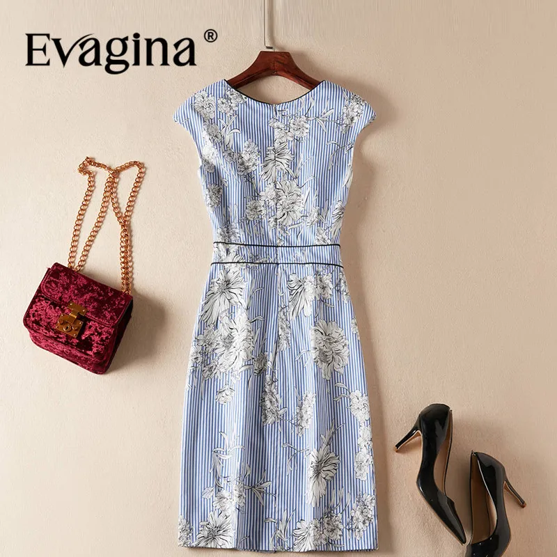 Evagina Fashion design Spring Summer Women's Garment Sleeve Printing Splicing High Street S-XXL Elegant Mini Dresses