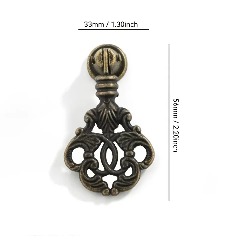 2 pieces of bronze-green color alloy single-hole drawer handle. Circular handle. Chinese classical cabinet minimalist knob.