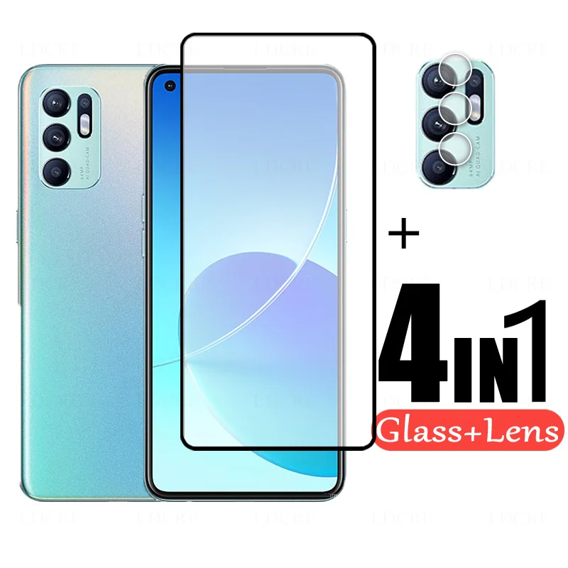 

Full cover Glass For OPPO Reno 6 Glass Tempered Glass Screen Protector For OPPO Reno6 Camera Lens Soft Film for OPPO Reno6 4G 5G