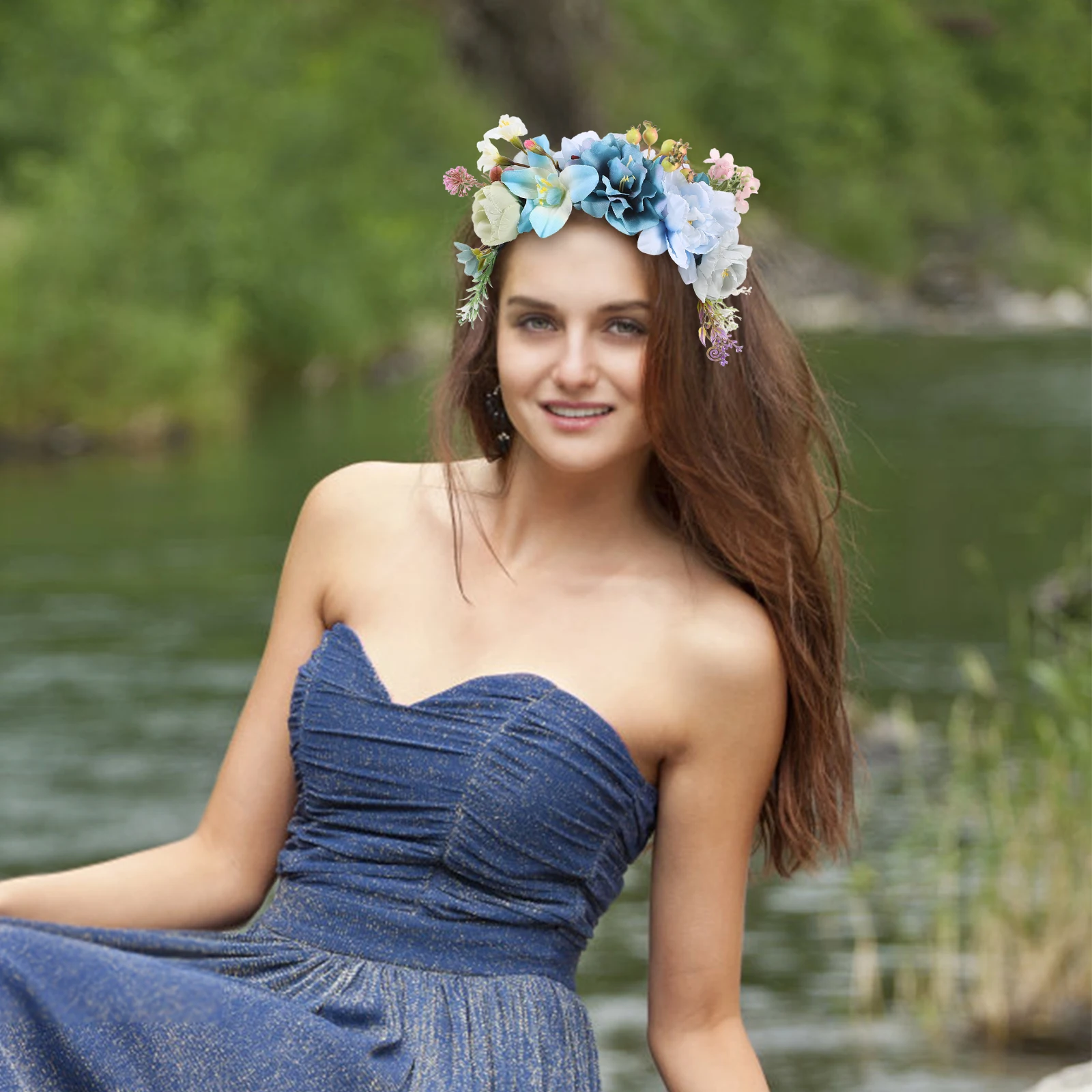 

Flower Headband Fabric Hair Band For Women Floral Hair Accessory Valentine Use Headbands For Adults