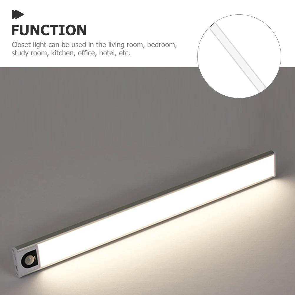 

30CM Silver Neutral Light Smart Wireless LED Strip Light Motion Sensor for Closet Cabinet Kitchen Wardrobe Storage
