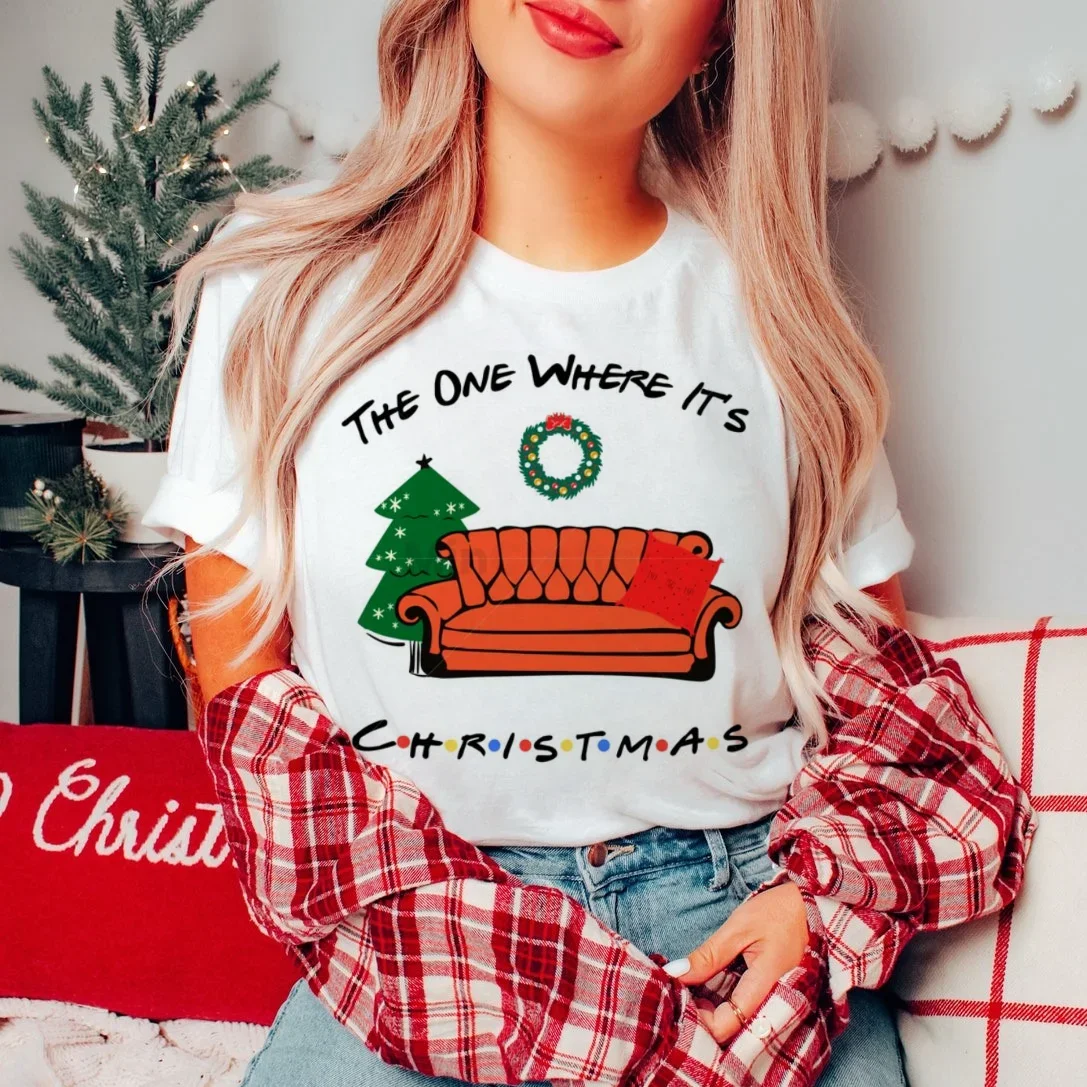 Trendy T-Shirt The One Where Its Christmas Print Fashion Basic Clothing Women's Casual Style Top Winter New Year Holiday T-Shirt