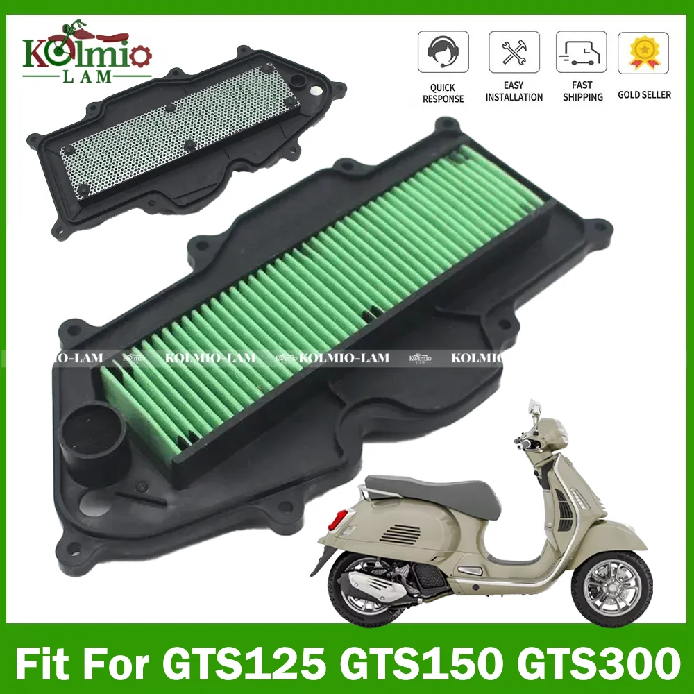 Fit for 2017 - 2025 Vespa GTS125 GTS150 GTS300 GTV300 Air Filter Intake Cleaner GTS 125 150 300 2024 2023 2022 2021 GTV 300