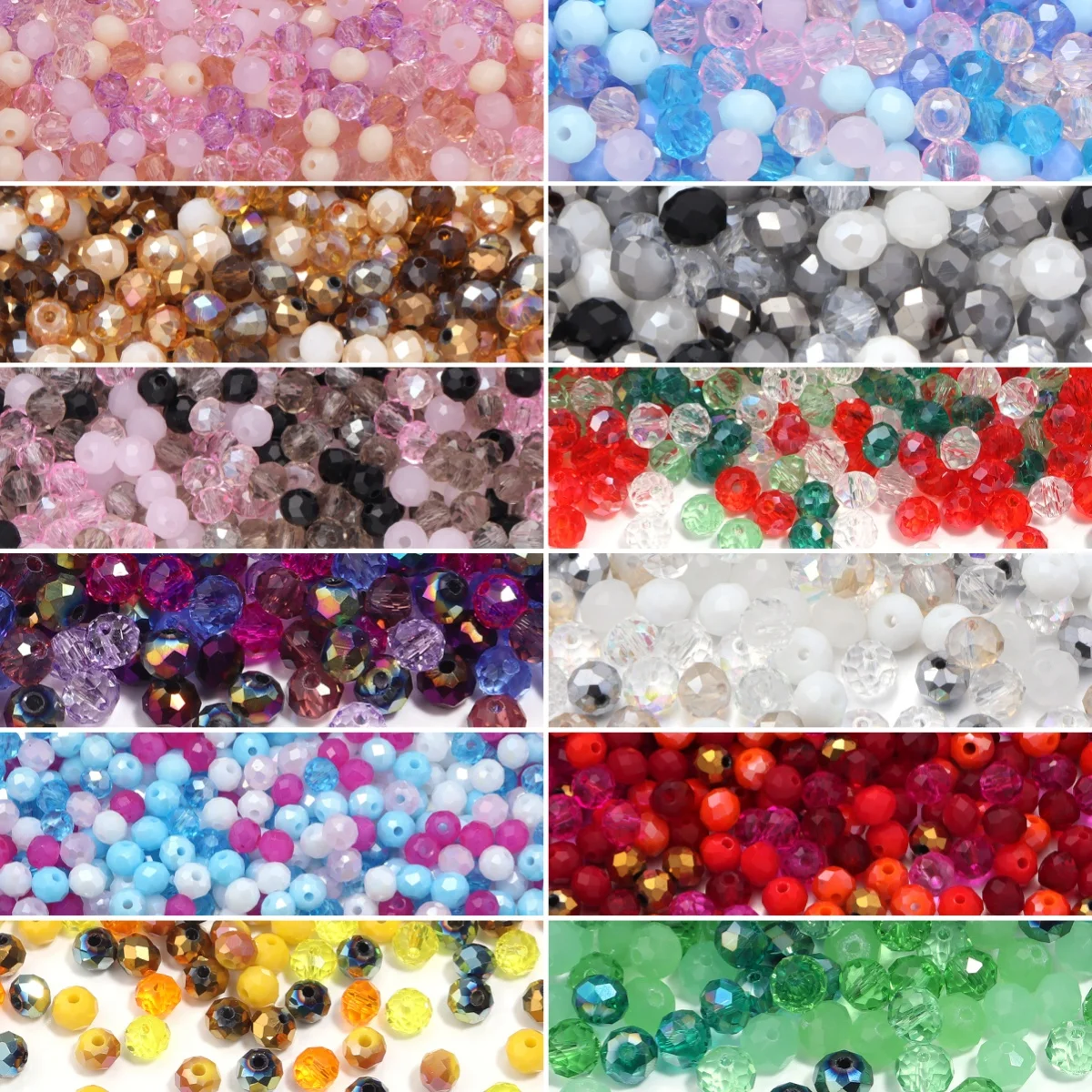 100-200pcs/Lot Mixed Color 4/6/8mm Bicone Glass Beads Shiny Faceted Crystal Beads for Jewelry Making Sewing Beading Accessories
