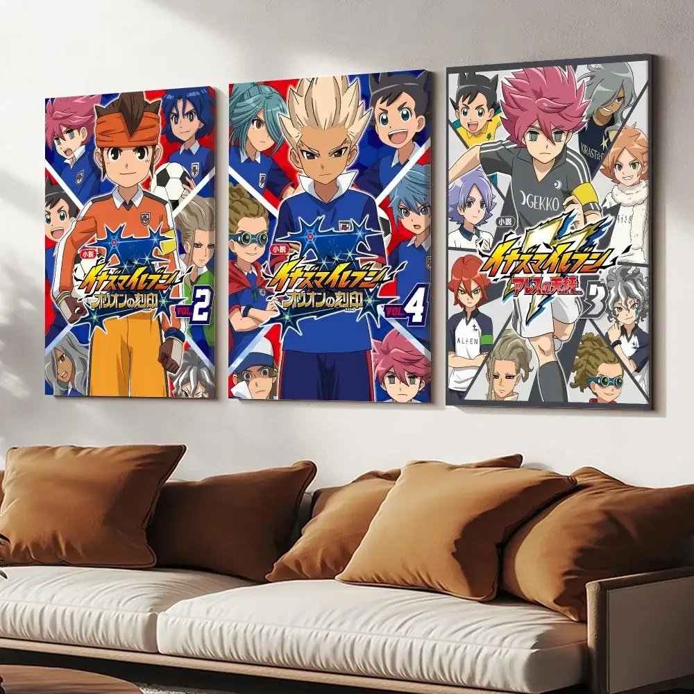 Cartoon I-Inazuma Eleven Framed Wall Painting Wood Framed Canvas Poster HD Wall Art For Bedroom Hallway Bar Office Home Decor