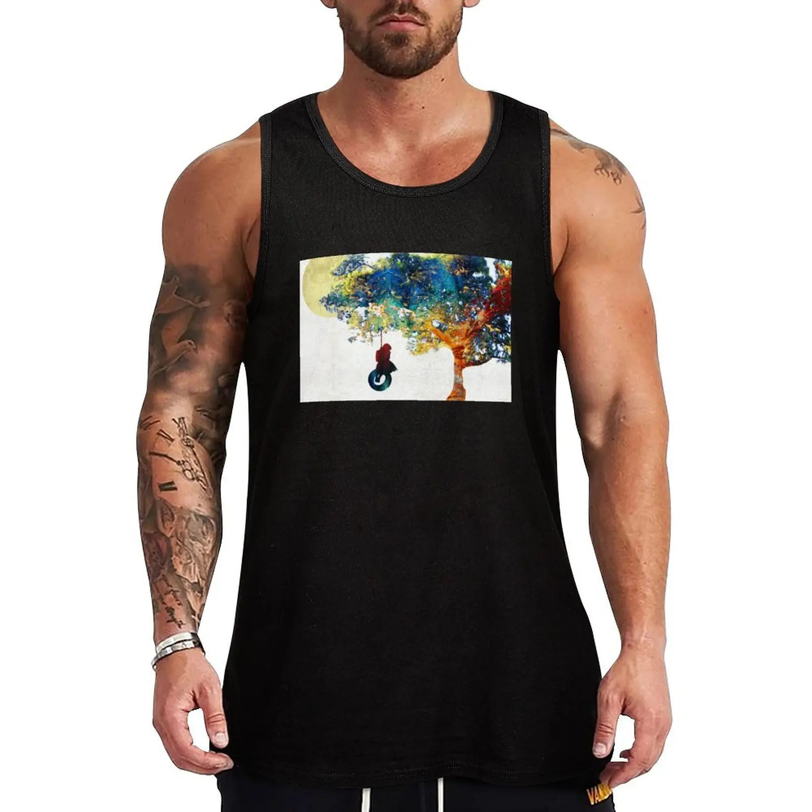 

Colorful Landscape Art - The Dreaming Tree - By Sharon Cummings Tank Top Novelty Print Tank Top Casual Graphic Sleeveless Tee