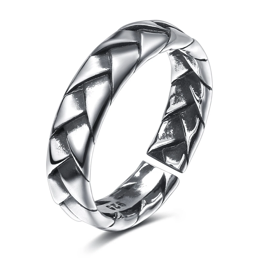 DAXI Silver Color  Retro Opening Ring  Fashion Finger Jewelry Bohemia For Women Men Punk Carved Ring Dainty  Jewlery Wholesale image 4