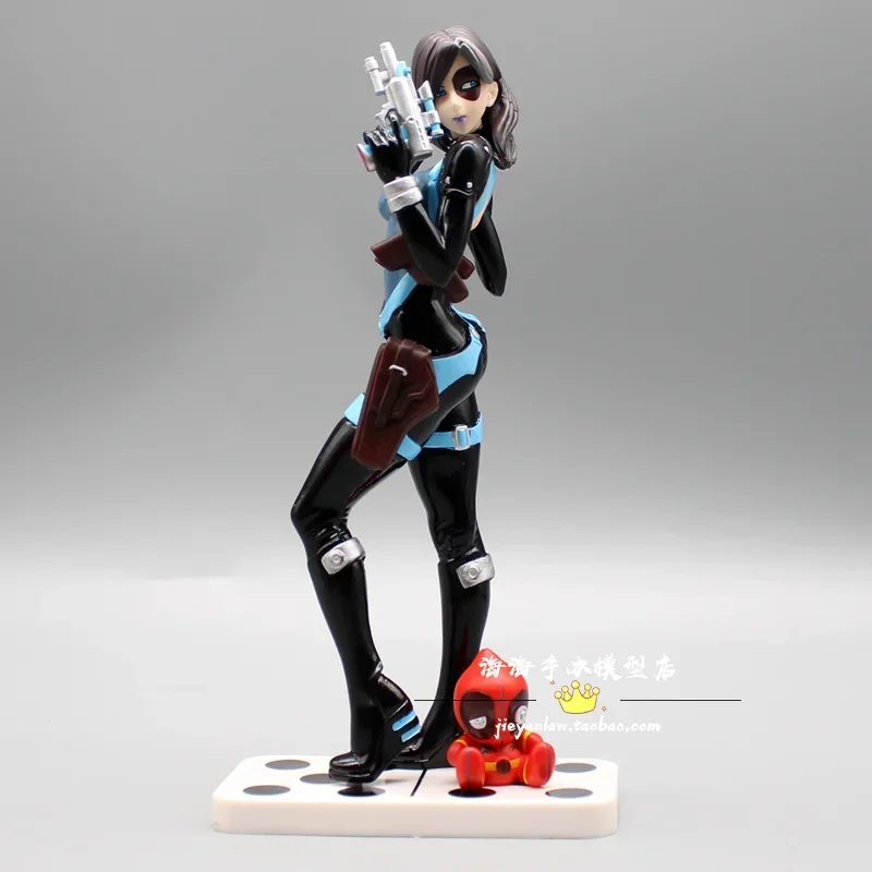 21cm Film Deadpool Statue Of A Beautiful Girl Marvel Marvel Deadpool Domino X Men Handmade Ornament Model Childrens Toys Gifts